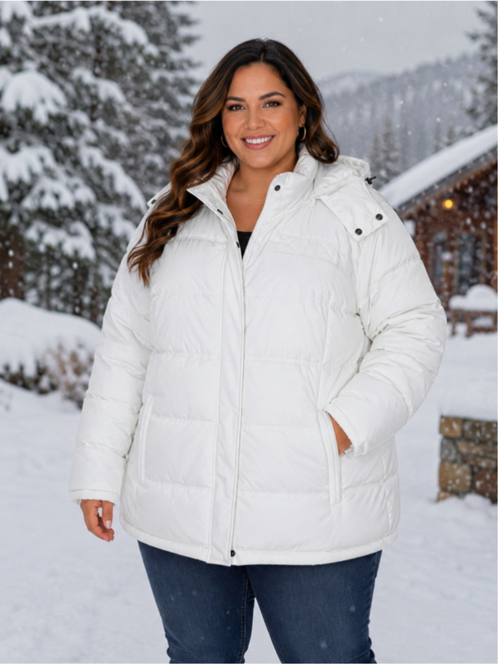 Wantdo Puffer Jacket White Women's Plus Size XXXL